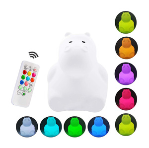 Mignon Animal Silicone Capteur Tactile LED Hippopotame <span class=keywords><strong>Veilleuse</strong></span> Couleur Changeante Respiration Sommeil Aide Cadeau Lampe pour Bébé Nouveau-Né Pépinière - Product Image 3