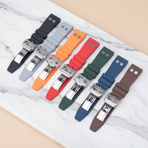 <span class=keywords><strong>Bracelet</strong></span> de montre de luxe en caoutchouc fluoré FKM de haute qualité 20 mm 21 mm 22 mm pour montre <span class=keywords><strong>Seiko</strong></span>, fermoir pliant FKM, étanche et durable - Product Image 1