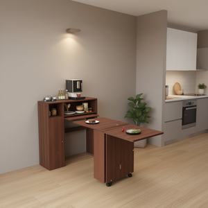 Multifunctional Folding Dining <b>Table</b> L Shape Wood Storage Small Apartment Living Modern Design 4 Seater - Product Image 2