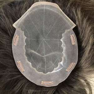 Prothèse capillaire pour homme Q6 Style, en dentelle française, avec ligne de cheveux naturelle, 5 clips, 100% cheveux humains indiens, 6 pouces, texture 38 mm, densité 90%-130% - Product Image 2