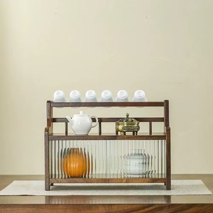 Armoire de rangement en bois massif avec design coulissant, organisateur de bureau étanche pour l'affichage de la porcelaine, forme carrée - Product Image 3