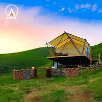 Casa de Madera de Lujo para Glamping al Aire Libre, Resistente a los Rayos UV, Ignífuga, Resistente al Viento de 100 km/h, Diseño Asiático, Uso Hotelero, Acero Galvanizado