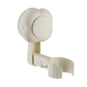 Suction Cup Hair Dryer Holder Rotatable Bathroom Storage Double Hooks White Pink Minimalist Design - Product Image 5