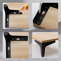 Paquete de 4 patas de metal negro mate de 4 pulgadas para muebles, patas resistentes y modernas para gabinetes de sala de estar (1,4 mm de grosor)