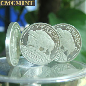 Оптовая продажа, металлические монеты на заказ, 1 унция, жестяные индийские круглые монеты в форме буйвола - Product Image 6