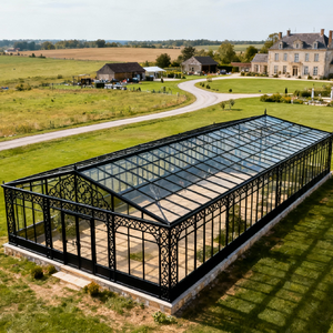 <span class=keywords><strong>Serre</strong></span> <span class=keywords><strong>victorienne</strong></span> en fer avec panneaux de verre décoratifs, bâtiment de jardin classique pour pépinière et événements de mariage de luxe - Product Image 2