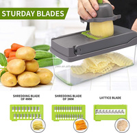Topverkoper Keukenaccessoires 12 In 1 Food Dicer Ui Vegetarische Hakmolen Mandoline Slicer Multifunctionele Groentesnijder