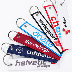 Wholesale Sell Freedom Theme Car Airplane Keychain Jet Tag Custom Two-Sided Text Logo Embroidered Keychain - Product Image 5