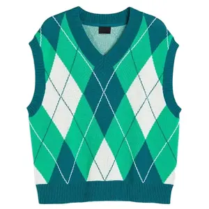 Custom OEM & ODM men sweater vest pullover Jacquard Pattern knit top Sleeveless knitwear men knit sweater vest for men