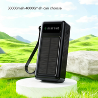 Batterie externe solaire étanche 30000mAh 40000mAh pour extérieur, chargeur solaire portable 10W avec lumière LED, Micro USB Type-C, camping, PVC