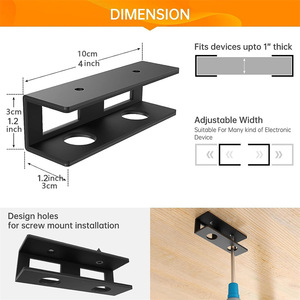 Metal Laptop Mount Under Desk <b>Storage</b> Rack Rectangle Silver Black Bolt Inserting Type Office Organizer - Product Image 5