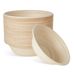 Produsen China Wadah Makanan Berkualitas Tinggi Sekali Pakai Komposabel Mangkuk Bulat Kertas Salad Sup Bagasse - Product Image 3