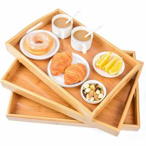 Bamboo Wood Single Tier <b>Storage</b> <b>Tray</b> with Handles Eco-Friendly & Multifunction for Kitchen Parties Tea Breakfast - Product Image 1