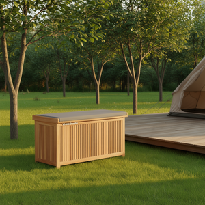 Caja de Almacenamiento Exterior de Madera Maciza Vitruvian Elegance, 44.5x19.7x23.8 Pulgadas, Banco Rectangular con Cojín, Resistente a la Intemperie - Product Image 2