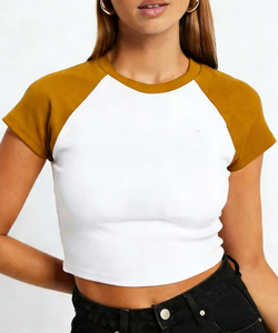 <span class=keywords><strong>Top</strong></span> Corto Estivo Y2K da Donna, Traspirante, in Maglia, Vestibilità Slim, con Maniche Raglan a Contrasto - Product Image 6
