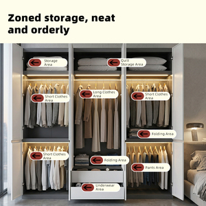 Multi-Door <b>Wardrobe</b> Closet with Drawers Minimalist Bedroom Clothes Organizer Cabinet for Small Space Factory Custom Armario de - Product Image 2