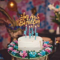Bougies d'anniversaire spirales bleues scintillantes, style populaire, 4 pièces, écologiques, sans fumée, sans parfum, décorations de gâteau mignonnes avec logo personnalisé