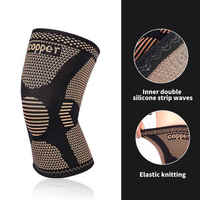Manchon de compression antidérapant en cuivre à tricot élastique pour mollets, avec motif ondulé en silicone