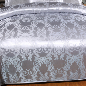 Khuyến mãi giảm giá có thời hạn, bộ ga giường lụa satin polyester cao cấp màu xám 228x228cm, chất liệu Jacquard, có sẵn trong kho - Product Image 6