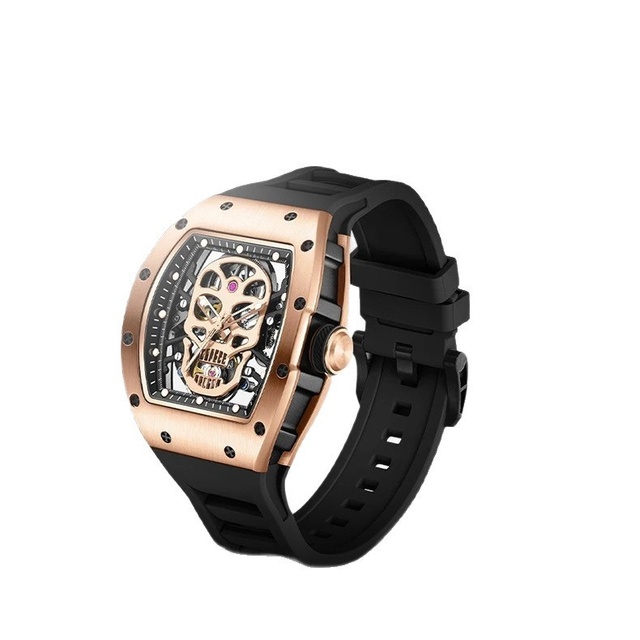 Custom OEM High End Luxury Custom Mechanical Watch Men Automatic Movement Silicone Alloy Pointe Wholesale 50M Waterproof Watch