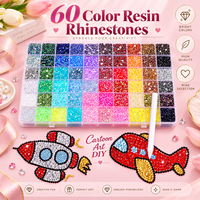 Kit de Décoration Personnalisé DIY Prime : 60 Couleurs de Strass en Cristal AB à Dos Plat, Outils d'Application de Colle, pour Artisanat et Décoration de Gobelets