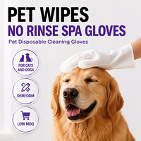 Gants de toilettage pour animaux de compagnie, lingettes sans alcool, écologiques, rafraîchissantes, sans rinçage, désodorisantes, pour le bain, personnalisables OEM pour chiens et chats