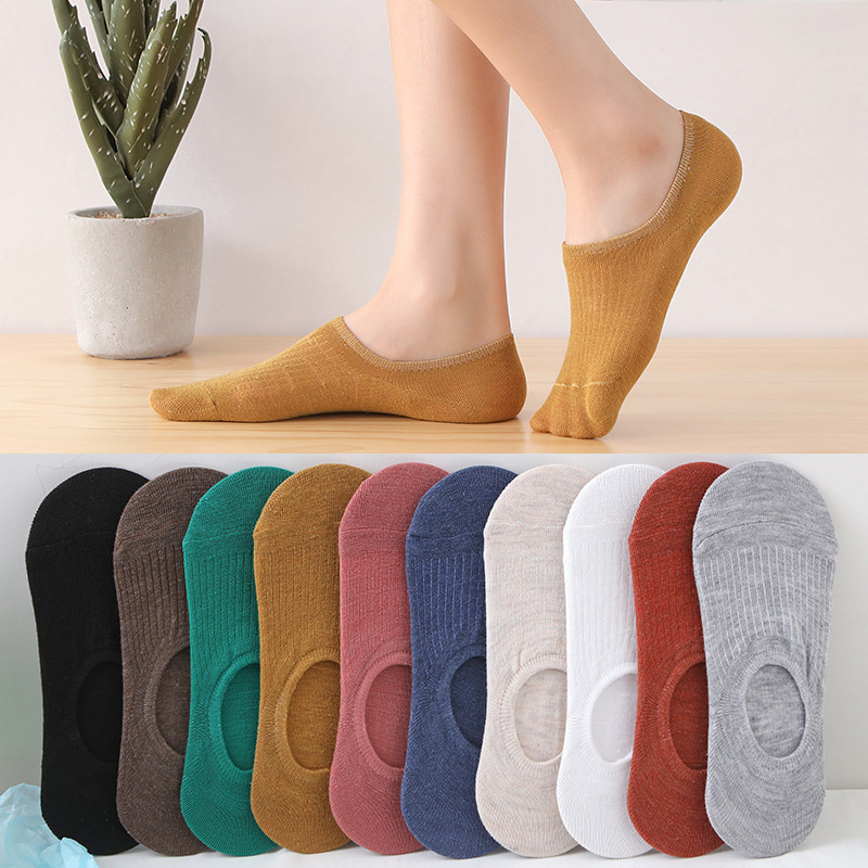 Women's invisible stockings [Solid color, vertical stripes]