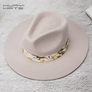 Huayi 브랜드 하이 퀄리티 사용자 정의 봄 여러 가지 빛깔의 여자 100% 울 와이드 뻣뻣한 챙 페도라 노란색 펠트 모자 - Product Image 3