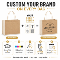 Sacs en jute personnalisés avec logo imprimé, sacs fourre-tout écologiques, grande capacité, sacs en toile de jute pour cadeaux promotionnels