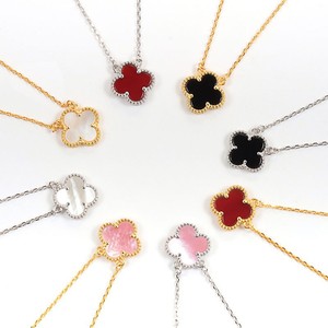 <span class=keywords><strong>Bracelet</strong></span> en fer pour femme, style international, haut de gamme, avec imitation coquillage, motif trèfle à quatre feuilles et cinq fleurs double face porte-bonheur - Product Image 4