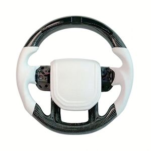 Volant de direction en fibre de carbone véritable à fond plat pour Land Rover Range Rover Discovery Sport, amélioration et personnalisation en alcantara <span class=keywords><strong>rouge</strong></span> - Product Image 4