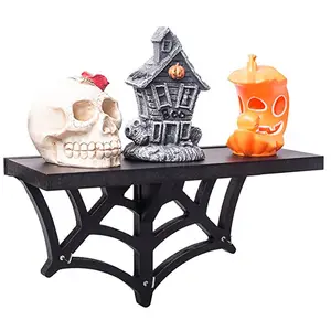Display in cristallo ragnatela nera spettrale gotico Halloween appeso mensola galleggiante con ganci per decorazioni da parete e curiosità