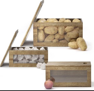 Récipient à ail à fenêtre transparente <span class=keywords><strong>en</strong></span> acrylique Récipients à légumes <span class=keywords><strong>en</strong></span> <span class=keywords><strong>bois</strong></span> Poubelle <span class=keywords><strong>de</strong></span> stockage <span class=keywords><strong>de</strong></span> pommes <span class=keywords><strong>de</strong></span> <span class=keywords><strong>terre</strong></span> et d'oignons pour comptoir <span class=keywords><strong>de</strong></span> cuisine - Product Image 2