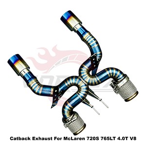 Vortex Blue Burnt Titanium Straight Pipe <b>Exhaust</b> System for McLaren 720S 765LT 4.0T V8 Race Sound Direct Fit - Product Image 3