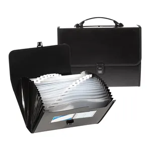 Organizador de lixa em plástico a4 26, expansor de bolso, com alça, tamanho de letras, poly acordion, com 24 bolsos