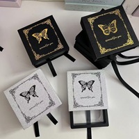 Caja de Joyería Extraíble con Superficie Brillante y Estampado de Mariposas, Inserto Flotante de PE, Logotipo Personalizado, Caja de Almacenamiento para Colgantes y Pendientes