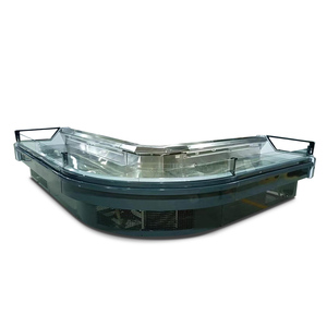 Refroidisseur d'air commercial en acier inoxydable pour supermarché, présentoir de viande fraîche et de poisson d'angle, température unique, boucherie-charcuterie - Product Image 1