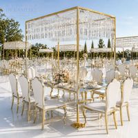Table de banquet ronde en acier inoxydable doré de qualité supérieure avec plateau en verre noir, idéale pour les événements, mariages, locations et vente en gros