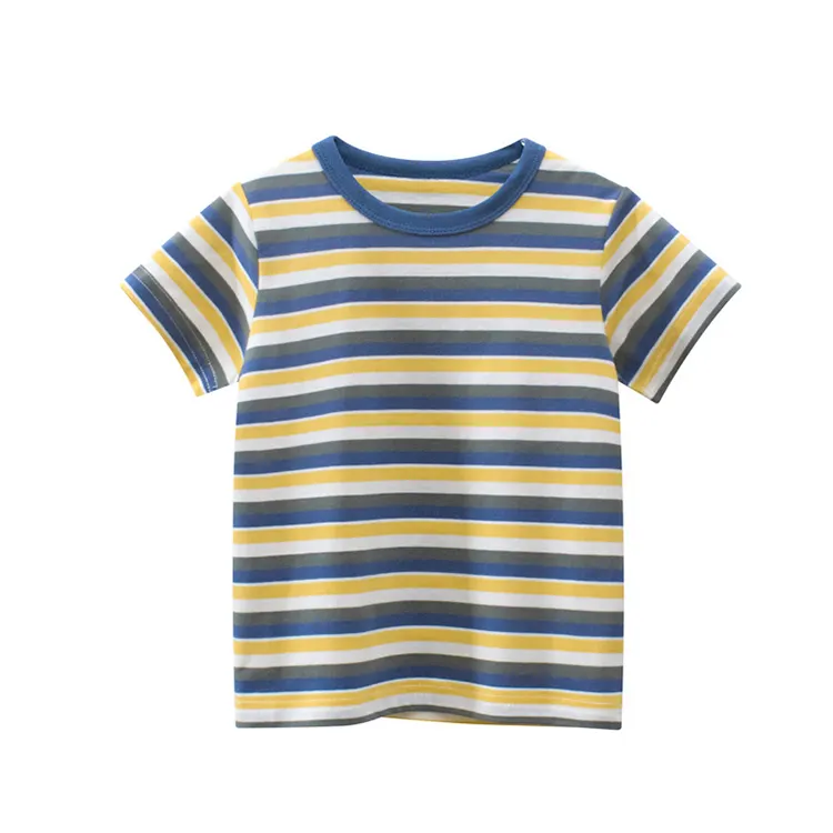 China Hersteller Sommer Kid Kleidung 100% Baumwolle Kurzarm Streifen Baby Boys T-Shirt