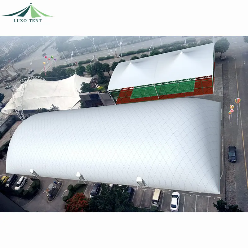 Prefabricated steel structures tensile architecture PVDF fabric membrane structure for paddle court roof