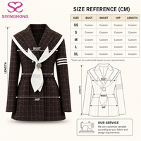 Robe Mini à Carreaux Style Marin pour Femme, Col Marin, Manches Longues, Trois Rayures, Coupe Évasée, Style Blazer, Fabrication Personnalisée, Vente en Gros