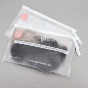 Eco Friendly Custom Logo Printed PVC Plastic Frosted Transparent Zipper Bags For Hair Extensions Wigs