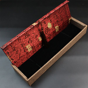 Jewelry Box Rectangle Paper Printed <b>Red</b> Brocade Style With Tassel For <b>Bracelets</b> Necklaces Gift Packaging - Product Image 2