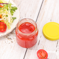 Botol Kaca Bulat Transparan 100ml untuk Makanan dengan Tutup Logam Kuning untuk Selai, Madu, Saus, dan Sambal