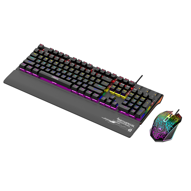 Wired RGB Backlit Mechanical Keyboard Mouse Combo With Detachable Palm Rest 104 Keys Full Anti Ghosting Keyboard Mouse Set