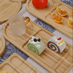 Plateau de service rectangulaire en bambou, assiette à dessert en bois pour gâteau, café, sushi, pizza, pain, usage domestique et cuisine, style simple, solide - Product Image 1
