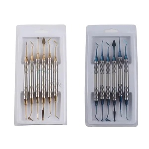 Kit di 6 Spatole per Composito Dentale, Strumenti per Riempimento in Resina con Testa Rivestita in Titanio o Oro - Product Image 1