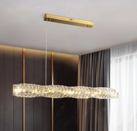 Postmoderne haut de gamme or cristal pendentif lumière Simple île cuisine Bar lampe de Table longue bande luxe salle à manger tailles moyennes