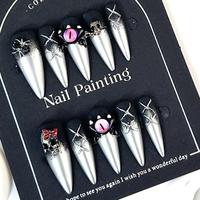 Faux ongles à coller Halloween, forme cercueil moyenne ou amande, design Halloween, nail art