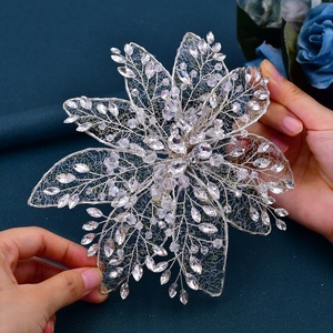 웨딩 다이아몬드 헤드드레스 고품질 다이아몬드 신부 머리 장식 수제 진주 라인스톤 빗 웨딩 헤드드레스 - Product Image 5